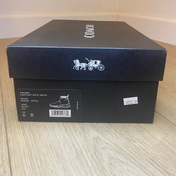 Coach C203 Knit Sock Sneaker Black Size 6 B - Picture 8 of 11